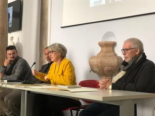 “PIERO MANZONI. ATTORNO ALL’IDEA DI MERDA D’ARTISTA”, Da sinistra Luca Bochicchio, Marco Senaldi, Rosalia Pasqualino di Marineo e Flaminio Gualdoni.