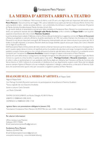 Comunicato Stampa La Merda d'artista arriva a teatro